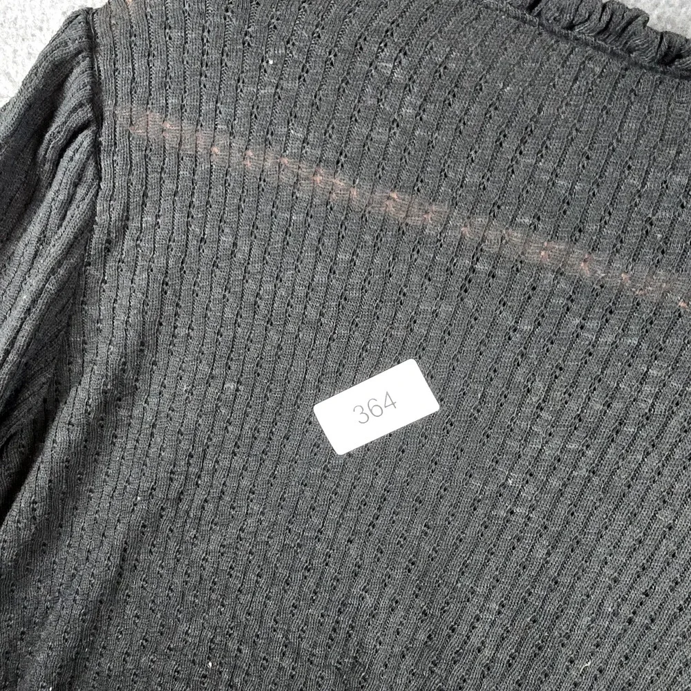 J. Crew Women L Dark Gray/Grey Short Sleeve Sheer Shirt Ruffled Collar - Picture 8 of 8